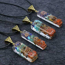 AAA Natural 7 Chakra Orgone Energy Pendant Quartz Crystal Gravel Stone Necklace picture