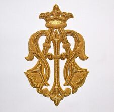 Marian Church Emblem Handmade  With Gold Bullion wire For Vestment Applique Cut picture
