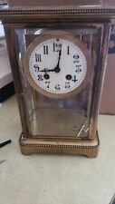 FRENCH BRASS MANTEL MEDAILLE D'ARGENT CLOCK W/ MERCURY PENDULUM BEVEL CRYSTAL picture