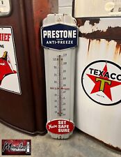 1950's PRESTONE ANTI FREEZE Porcelain Thermometer Sign - Moonshine Mantiques LLC picture