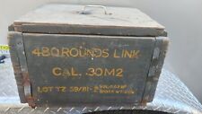 WWII ? 480 Rounds Link Cal. .30M2 Wood Ammo Crate Box  Rope Handles Rusty Dusty picture