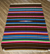 Vintage Mexican Saltillo Serape Blanket/ Rug Southwestern Wool 86x63