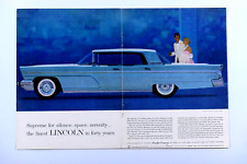 1960 Lincoln Premiere 4 Door CF  Vintage Original Print Ad 16 x 11