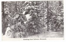 c1950 RPPC TALMOON MINNESOTA SNOWY GREETING TREES VINTAGE REAL PHOTO POSTCARD MN picture