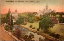 State Capitol Memorial Arch Hartford Connecticut Birds Eye View Vintage Postcard picture