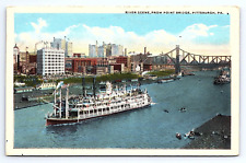 Postcard River Scene From Point Bridge Steamer Pittsburgh Pennsylvania picture