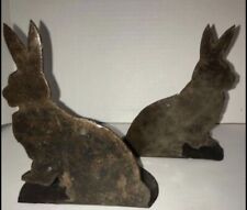 Vintage Steel Rabbit Candle Holder Bookends Handmade Recycled materials. picture