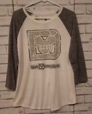 Authentic Disney Parks Women's Size L 3/4 Sleeve Tee Knit Top Gray Black Mickey picture