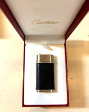 WORKING Cartier Vintage Lighter Godron Silver Black Case Box picture