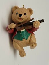Vintage Hallmark Christmas Ornament  Fiddlin' Around Violin Bear Dancing 1991 picture