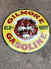 RARE PORCELAIN GILMORE GASOLINE ENAMEL SIGN 45X45 INCHES DOUBLE SIDED picture