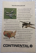 Vintage 1968 Original Print Ad Full Page - Continental Airline Pride Built picture