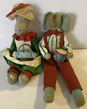 Silvestri Hand Made Painted Cloth Mache Dolls Hippo/Elephant Primitive Holiday picture