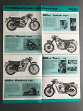 Vintage 1969 Triumph Motor Cycles Sales Leaflet/Poster Bonneville Daytona Tiger picture