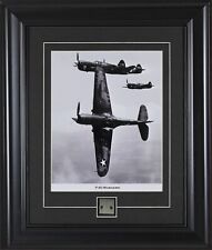 USAF P-40 Warhawk Framed WW2 Matted Print Includes Airplane Fuselage Metal Coa picture