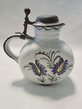 Vtg 1950s  Pitcher Ceramic Body Pewter  picture