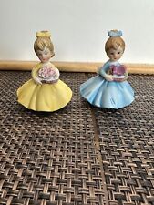 Vintage Napcoware Flower of Month Girls Set Of 2- January & February 8614 picture