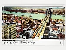 Bird's Eye View of Brooklyn Bridge New York METALLIC LUSTER Postcard GleeBeeCo picture