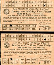 c1970 San Francisco Municipal Railway Ticket Stub Pair Sunday Holiday Tour Woods picture