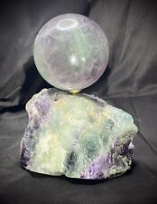 3.1 Inch Rainbow Fluorite Sphere With Matching Raw Rainbow Fluorite Base/stand picture