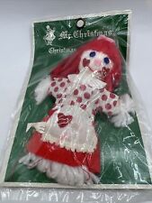 Vintage Mr Christmas Yarn Rag Doll Christmas Ornament NOS Original Package picture