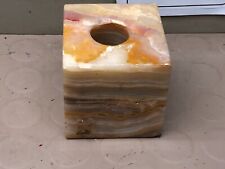 Tan/Brown Solid Paperweight Square Marble/Onyx? Solid Polished Stone picture