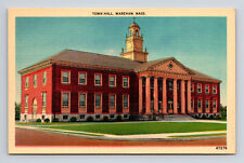 Linen Postcard Wareham MA Massachusetts Town Hall picture