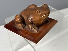 Vintage Hand Carved Wooden FROG By Esther Holland Greensboro North Carolina 1976 picture