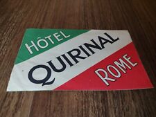 Vtg Hotel Quirinal Rome Paper Label Travel Advertising Authentic picture