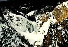 Winter View Lower Falls Of The Yellowstone River Wyoming Postcard picture