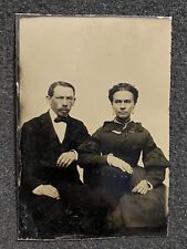 Handsome Man And Woman Civil War Era Antique Tintype Photo picture