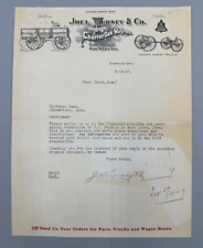 1917 CHARTER OAK WAGON Joel Turney FAIRFIELD IOWA Farm Truck Advertising Letter picture