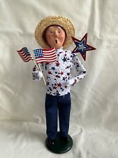 Byers Choice Patriotic Man w/ Red White Blue Stars & Flag Memorial 4th of July picture