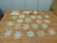 23 Handmade Crochet Snowflakes/Angels/Bird/Cane Starched Christmas Ornaments picture
