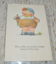 Boys Chubby Boy Holding an Apple and Flowers Charles Twelvetrees Postcard picture