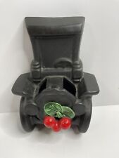 Vintage Delee Art California Pottery Wall Pocket Car Jalopy Black Red Cherries picture