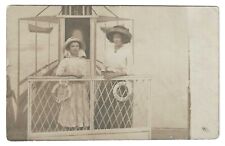 Antique RPPC Young Women Posing on Boat Viola Coney Island Souvenir Photo picture