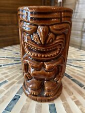 Vintage MCM TIKI LEILANI 1960s Hawaii Tiki Tumbler Mug USA Cup Brown 5” picture