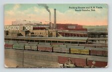 South Omaha Nebraska Pack Houses Railyard Railroad Armour VTG NE Postcard picture