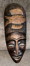 African mask hand carved wooden mask Exquisite wall decor tribe art Vintage 17in picture