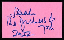 Sarah Ferguson Duchess of York Hand Signed Autograph 3x5 Index Card picture