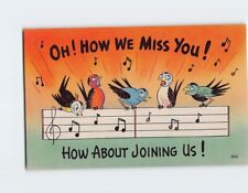Postcard Oh How We Miss You How About Joining Us  with Birds Comic Art Print picture