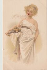VINTAGE POSTCARD:  PASTEL OF BEAUTIFUL YOUNG WOMAN, FRENCH CARTE POSTALE picture