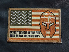 MOLON LABE SPARTAN USA FLAG BETTER TO DIE FEET LIVE YOUR KNEE PATCH BY MILTACUSA picture