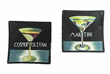 Mary Naylor Hand Painted Square Hanging Plates Martini Cosmopolitan Set of 2 picture