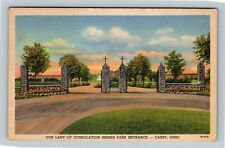 Carey OH, Our Lady Of Consolation Shrine Entrance Linen Ohio c1955 PostcardÂ Â  picture