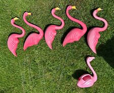 Vintage Featherstone BloMold Flamingos Union Products,1987 W/Stakes,watering Can picture
