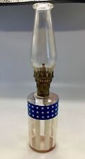 Antique Stars & Stripes Red, White And Blue Oil Lamp, Signed, 10x2.5” picture