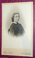 Antique 1890s Victorian Cabinet Card  Portrait Woman Fancy Blouse picture