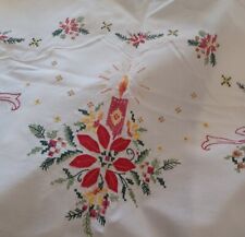 Christmas Handmade Embroidered , Cross Stitch And Applique Table Cloth + 8 Nap.. picture